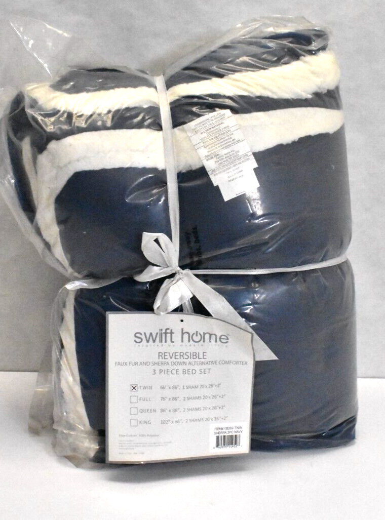 Swift Home Collection Ultra-Plush Reversible Micromink - Twin 2 Piece Set gallery