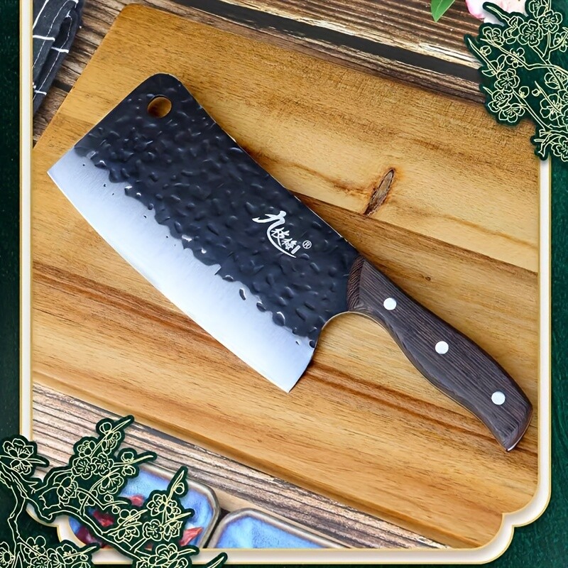 Hand-Forged Bone-Cutting Cleaver Knife - Multipurpose Kitchen Butcher's Tool US gallery