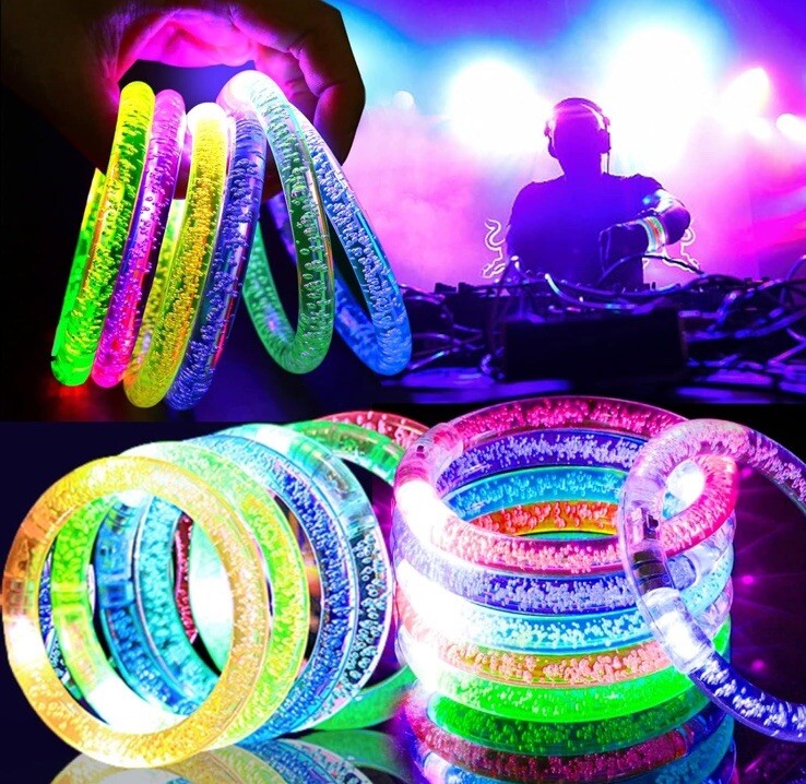 38 Pcs LED Bracelets 6 colors Light Up Glow in Dark Halloween Party Supplies gallery