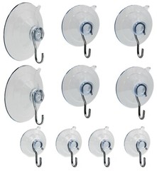 Suction Cup Hooks Combo Pack, 10 Pack, Powerful Window Hanging Suction Cups