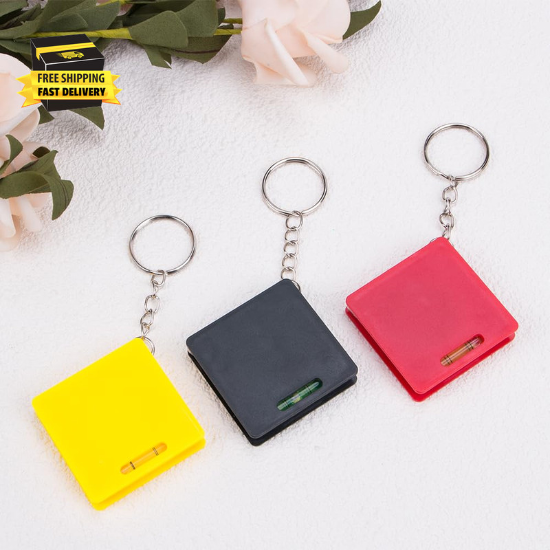 3Pcs Compact Mini Keychain Tape Measure Portable Square Bubble Level Steel Ruler gallery