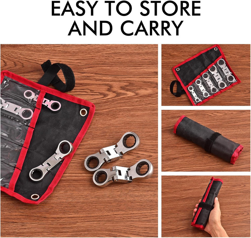 Stubby Wrenches Set, Flex Head Ratcheting Wrench Set Double Box End Ratchet Wren gallery