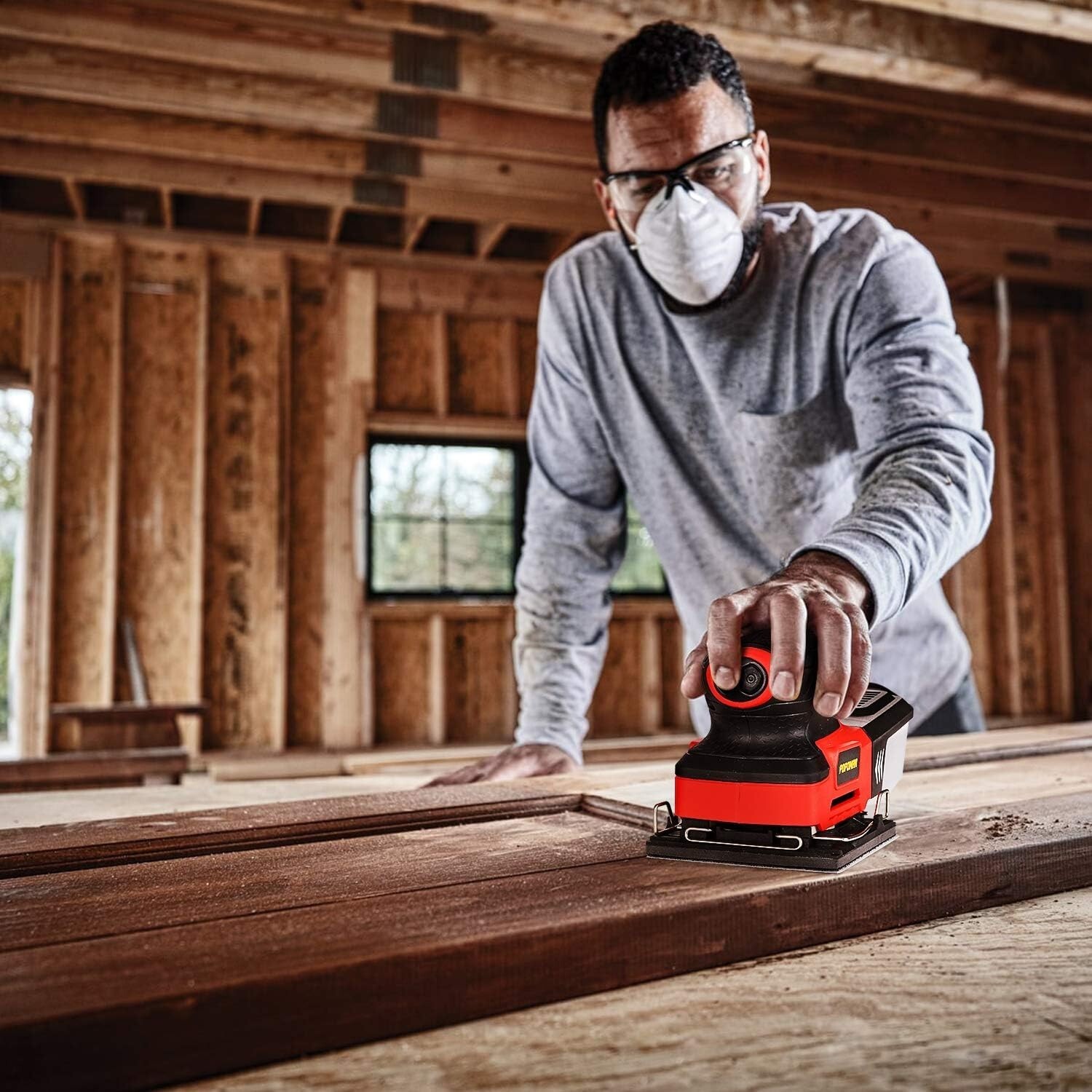 Popoman Electric Sander, 1/4 inch Sheet, 13,500 OPM, 2 Amp, Corded MTW800A-240W gallery