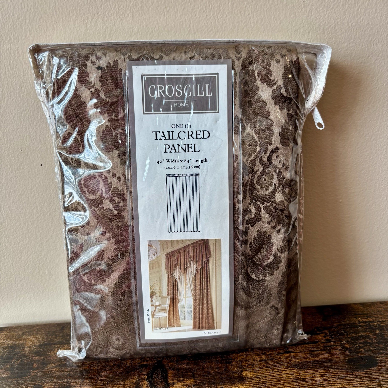 NEW CROSCILL HOME Cocoa Lavish TAILORED Curtain PANEL 40”W X 84"L Paisley Damask gallery