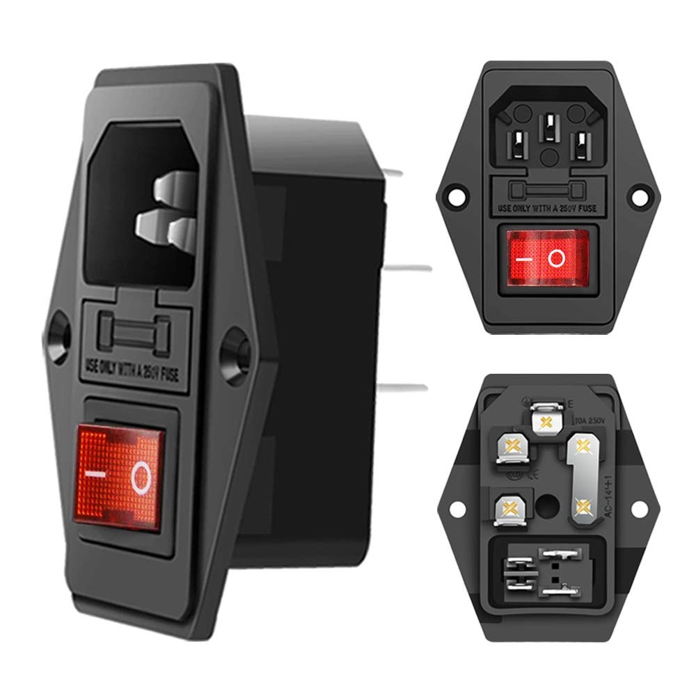 3Pcs AC-14-F16A Switch Power Socket 10A Fuse Three in One Switch Power Socket gallery