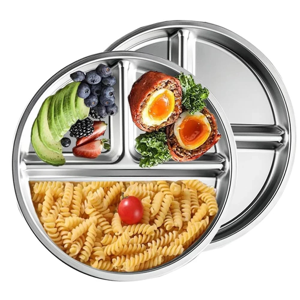 Portion Control Plates Stainless Steel For Adults Weight Loss/Diabetic Diet/D... gallery