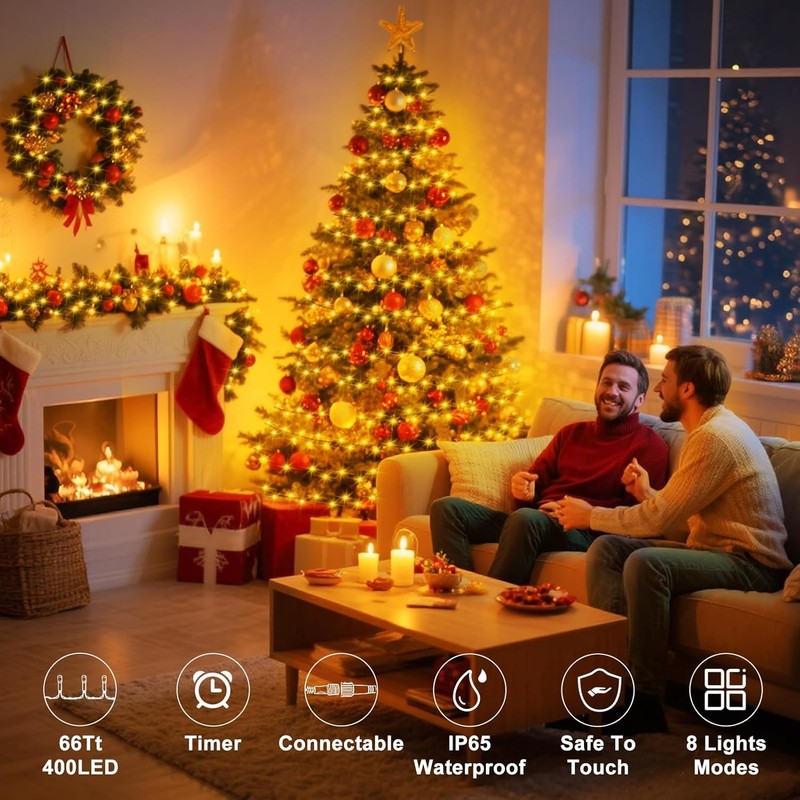 400 LED Christmas String Lights, Connectable Extra Long Clear White Warm White gallery