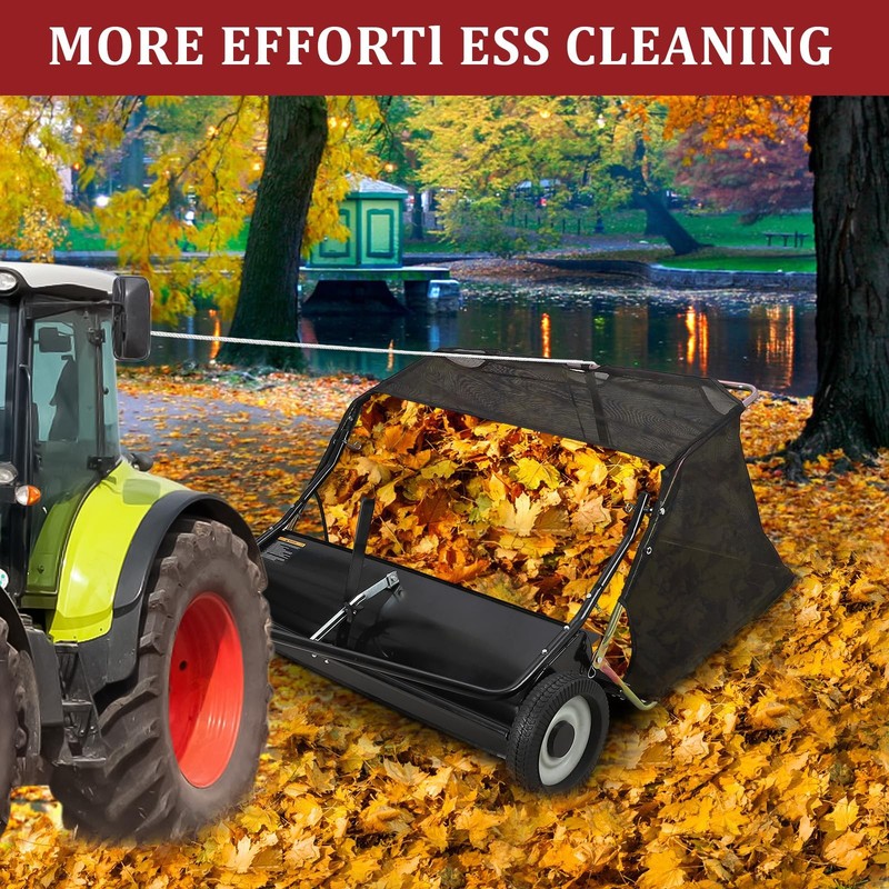 Pull Behind 42 Inch Lawn Sweeper Height Adjustable Leaf Collector Tow Behind gallery