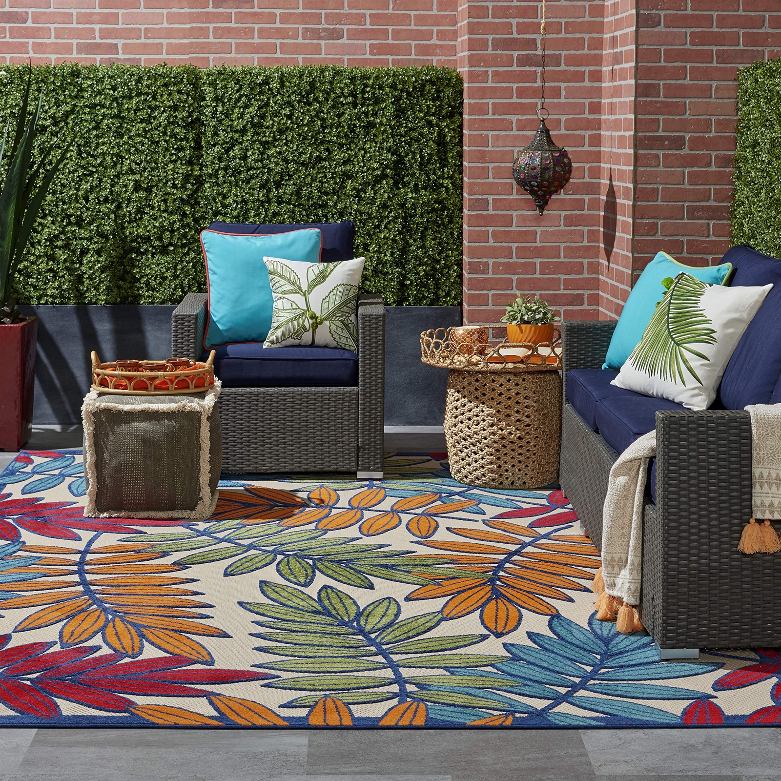 Nourison Aloha Indoor/Outdoor Multicolor 9'6" x 13' Area Rug Tropical gallery
