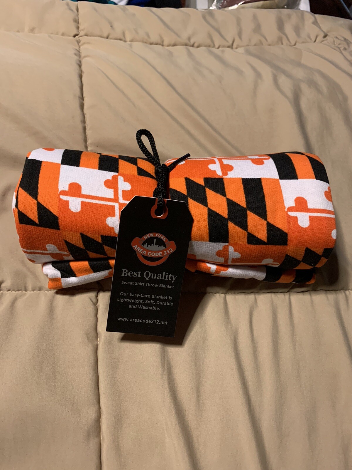 Throw Blanket Maryland Flag In Orange & Black Baltimore Orioles Colors 40 x 60in gallery