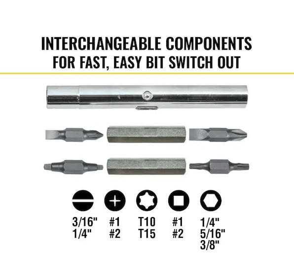 11-in-1 Multi Bit Screwdriver/Nut Driver, 8 Tips 3 Nut Driver Sizes Cushion Grip gallery