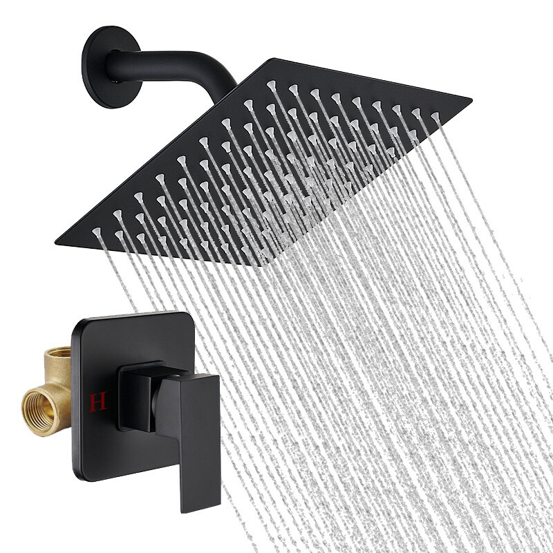 Wall Mounted Shower Faucet Set Rainfall Shower Head Combo with Mixer Valve kit gallery