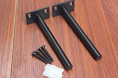 8 Pcs 6" Black Solid Steel Floating Shelf Bracket Blind Shelf Supports - Hidd... gallery