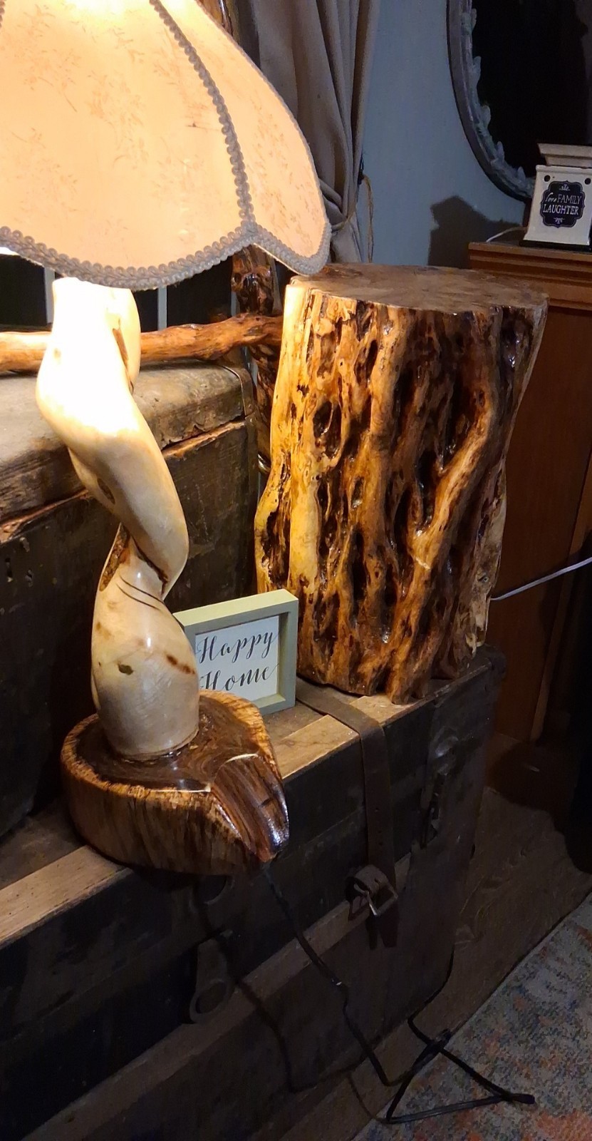 Handcrafted Rustic Live Edge Wood End & Side Table Free Form Glossy Finish gallery