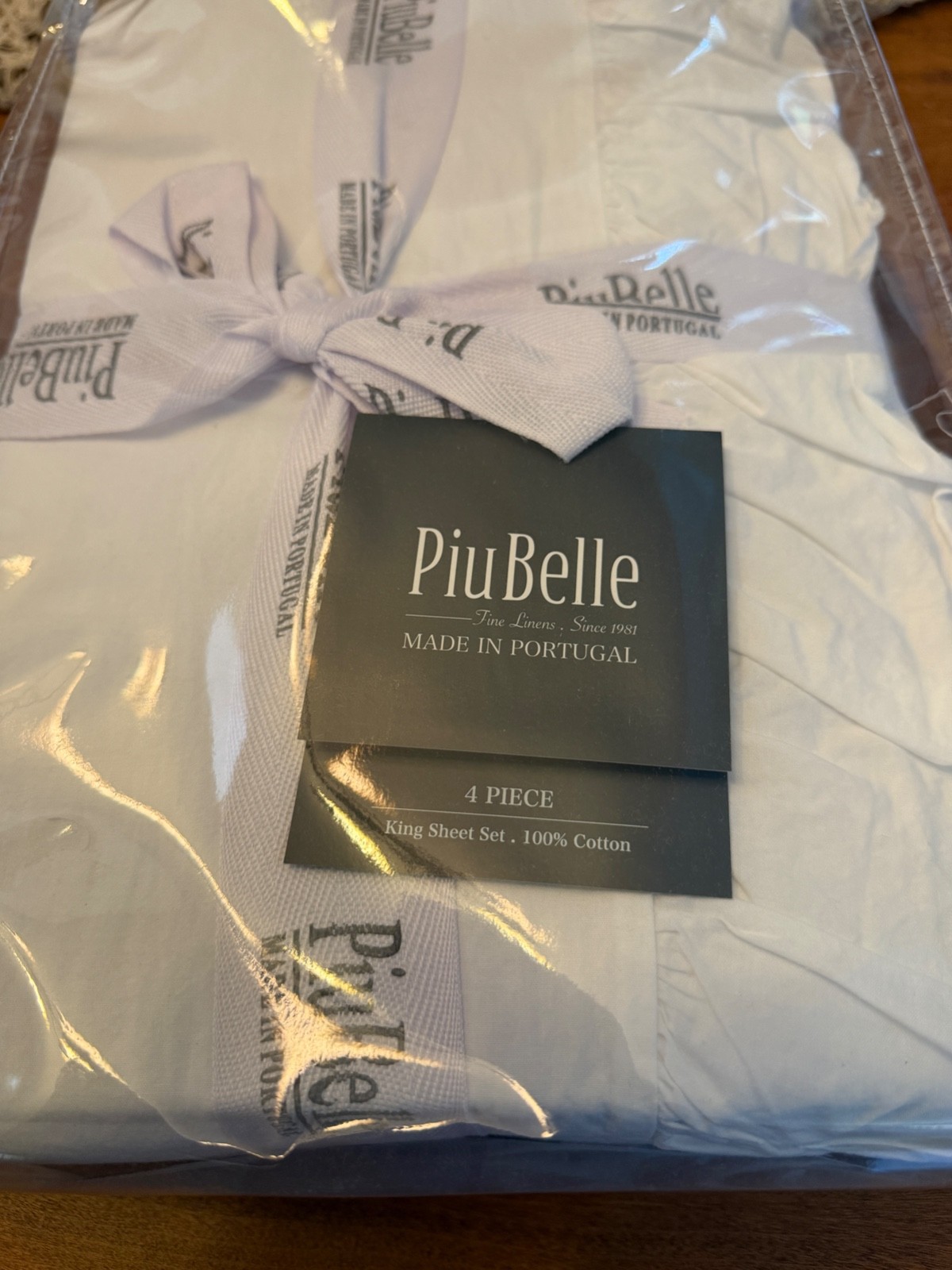 Piu Belle QUEEN Sheet Set 100% Light Gray Cotton Portugal Luxury 4 pc NEW gallery