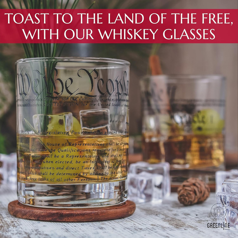 Greenline Goods Whiskey Glasses – United States Constitution We the People (Set gallery