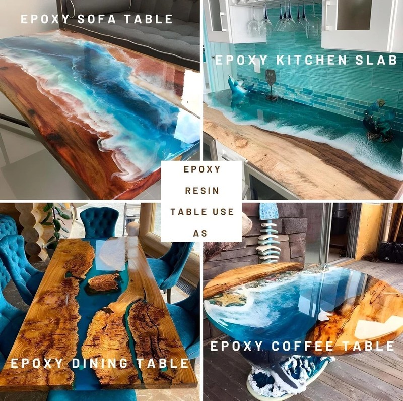 Live Edge Emerald Epoxy River Dining Table Top Modern Wood Luxury Resin gallery