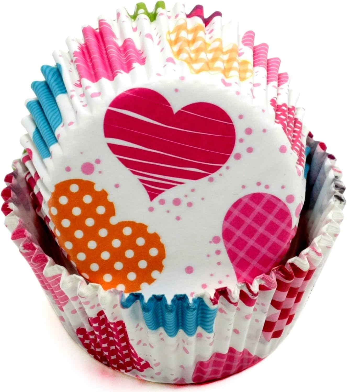 Paper Patterned Cupcake Liners, 50 Count, Red/Orange/Yellow/Pink Blue gallery
