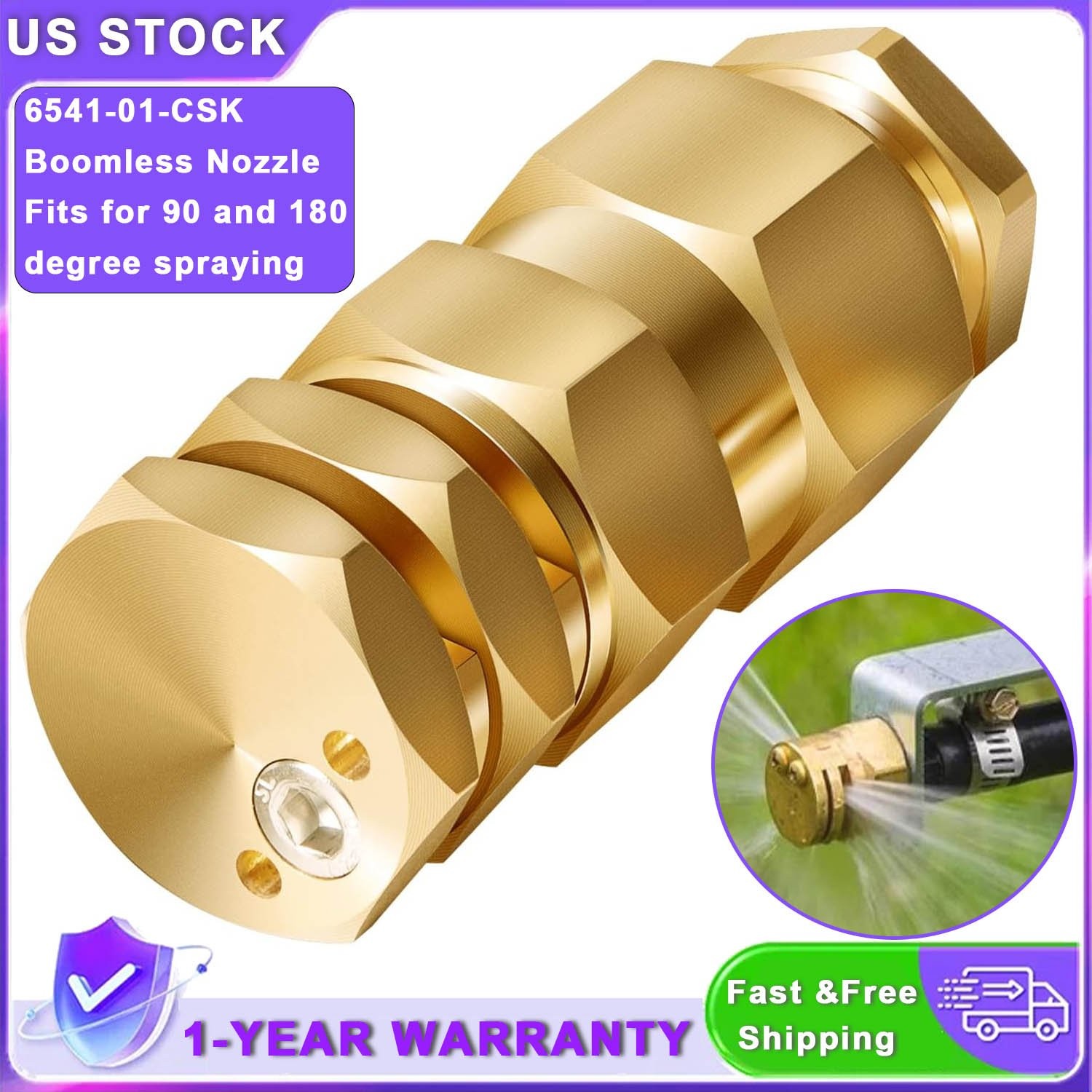 6541-01-CSK Boomless Broadcast Spray Nozzle 10 Orifices 90° 180° Caps 3.0 GPM gallery