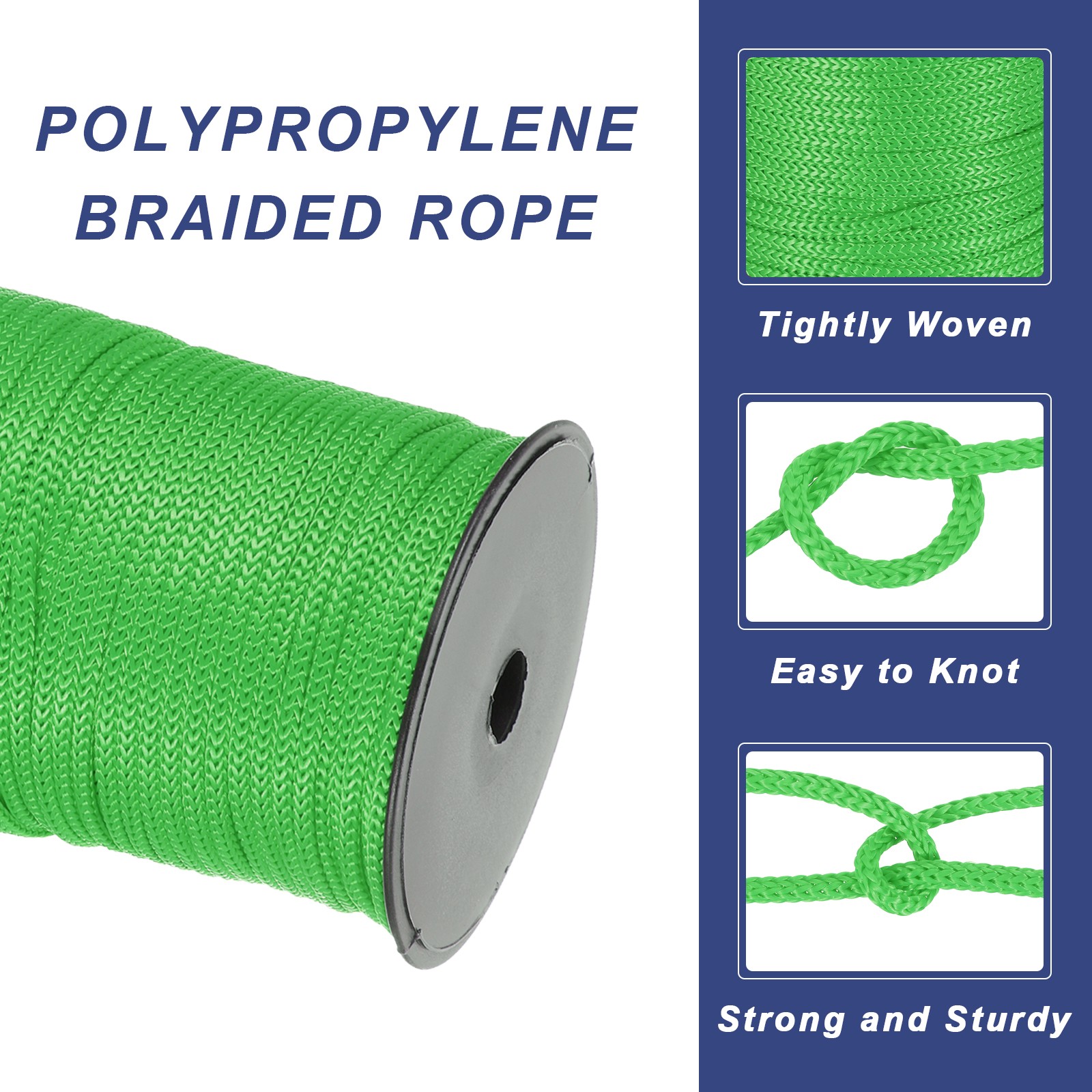 1/4 Inch Polypropylene Rope Braided Ropes, 328ft Nylon Rope Light Green gallery