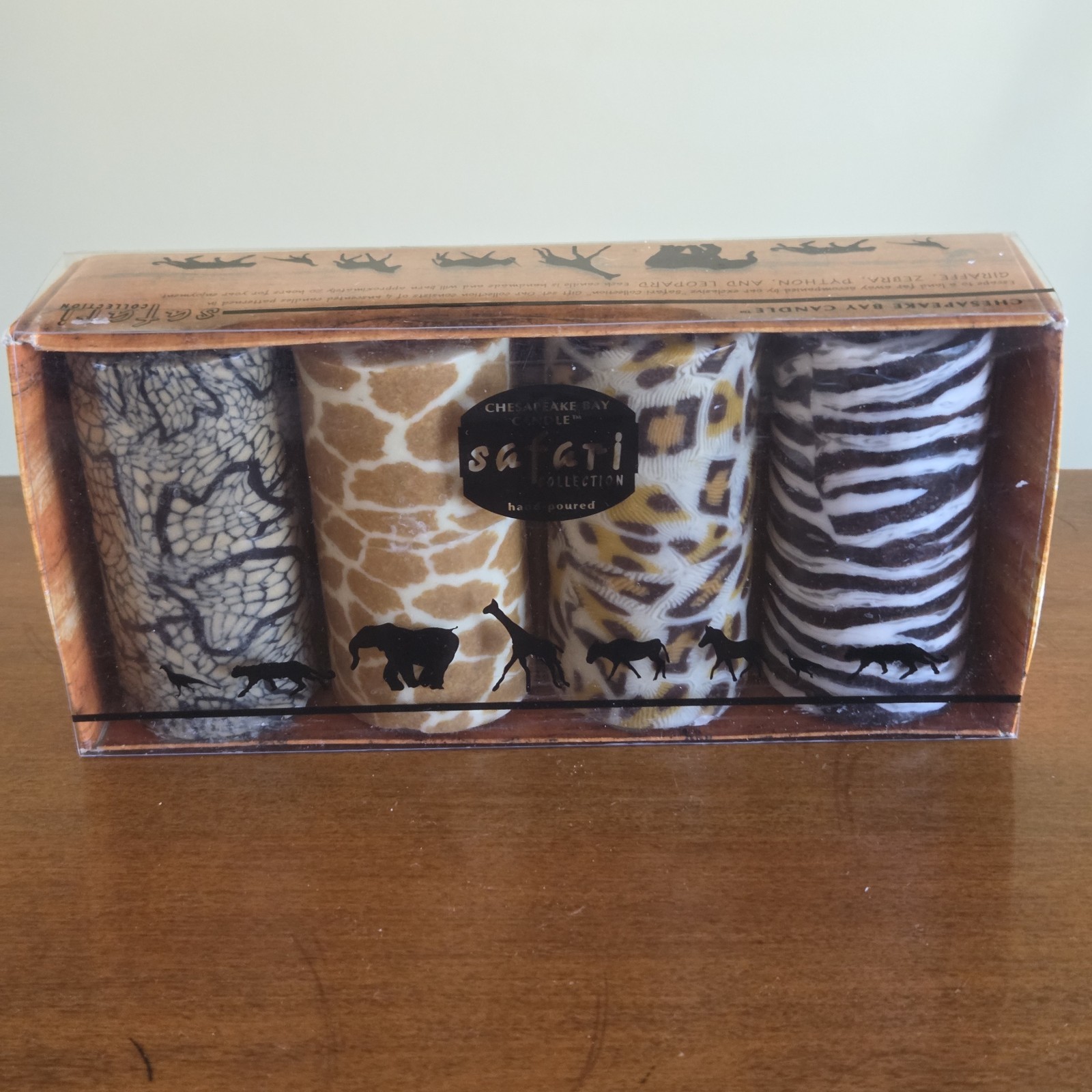 Chesapeake Bay Safari Magic Glow Candles Set of 4 Python Zebra Giraffe Leopard gallery