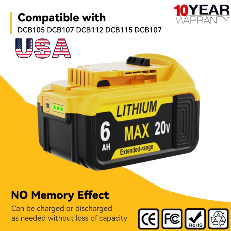 4/1Pack 8 AH Lithium Ion Battery For DeWalt 20V 20 Volt Max DCB206 DCB200 DCB204 gallery