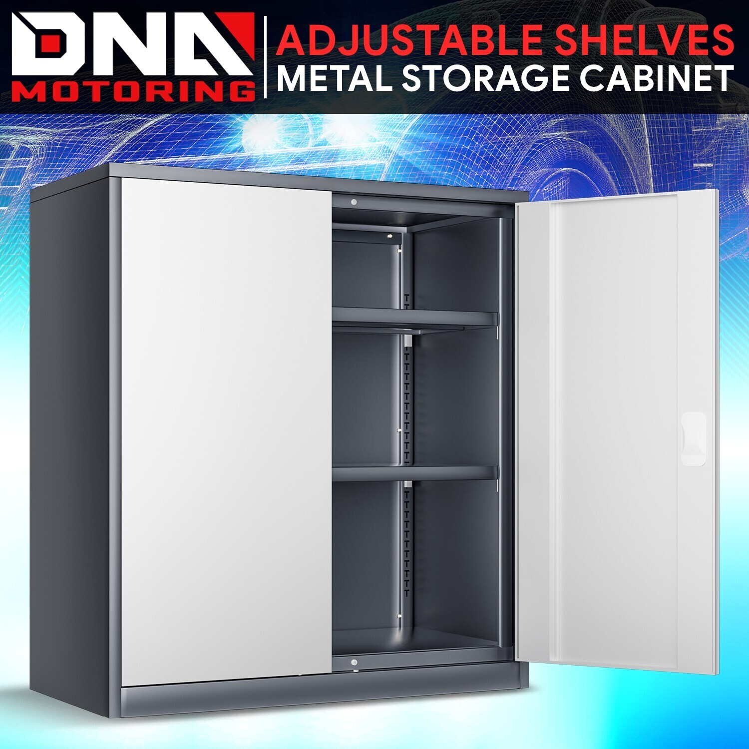 36" Lockable Heavy Duty Metal Storage Cabinet w/ Adjustable Shelves Gray/White gallery