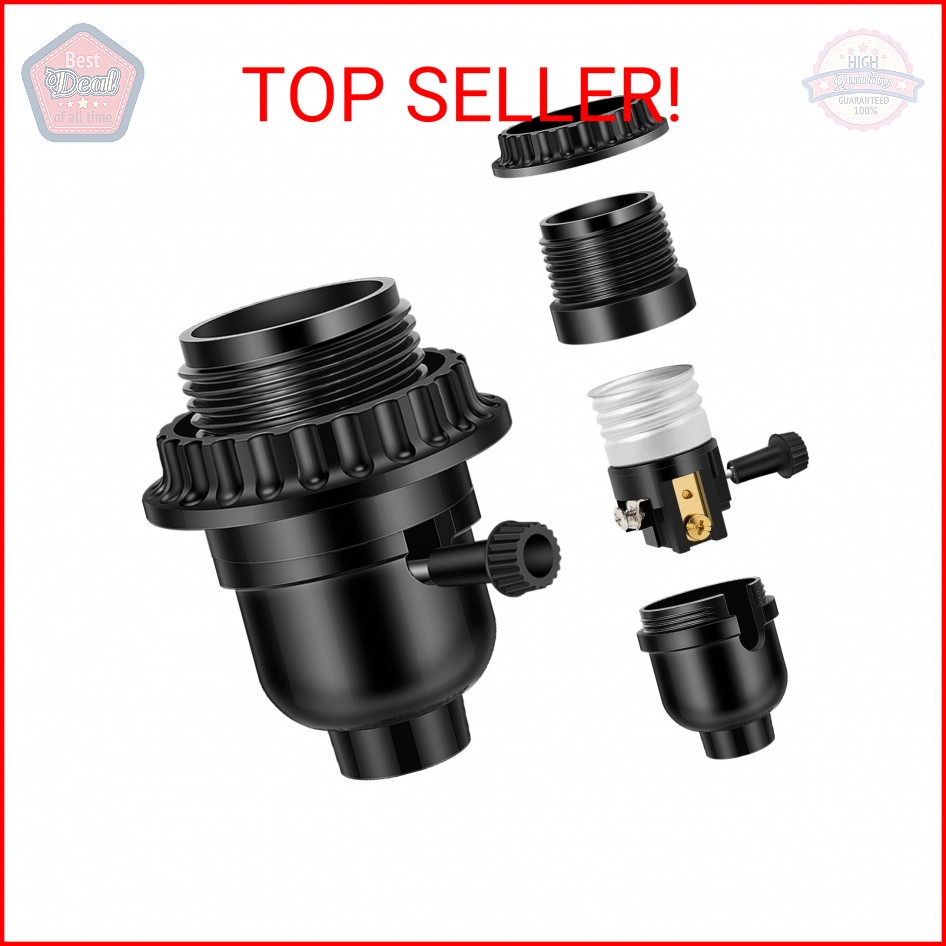 UL Listed E26 Light Socket, Threaded Lamp Socket Replacement with ON/Off Switch