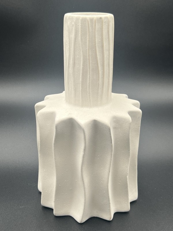 Fluted Modern Off White Matte Texture Ceramic Vase Decor 12” Tall Sculptural gallery