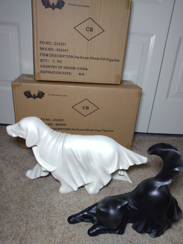 Cracker Barrel Halloween 12″ Ghost Cat AND 18″ Ghost Dog FIGURINE BUNDLE IN-HAND gallery