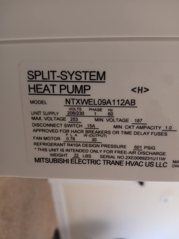 Mitsubishi Trane Mini Split R410A 9,000 BTU Wall Air Conditioner gallery