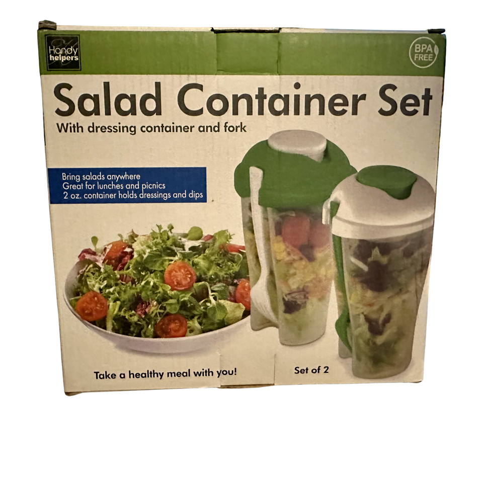 Salad Container 2pc Set With Sporks & 2oz Dressing Container BPA Free Plastic gallery