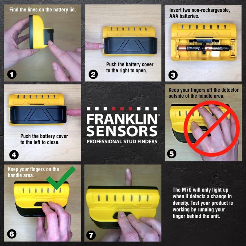 Franklin Sensors ProSensor M70 Stud Finder with 7-Sensors, Wood & Metal Stud gallery