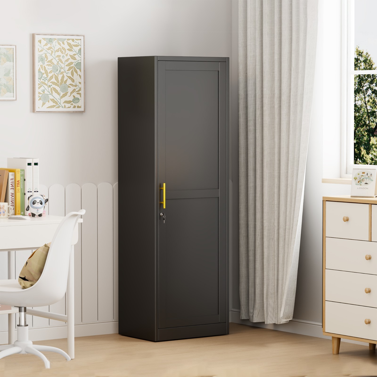 67" Tall Lockable Metal Cabinet, Narrow Pantry Storage for Kitchen, Living Room gallery