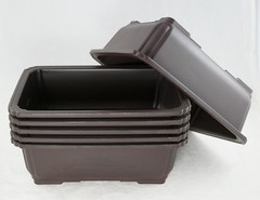 6 Rectangular Plastic Bonsai / Succulent Pot 10.5″x 7.75″x 3.5″ – Dark Brown