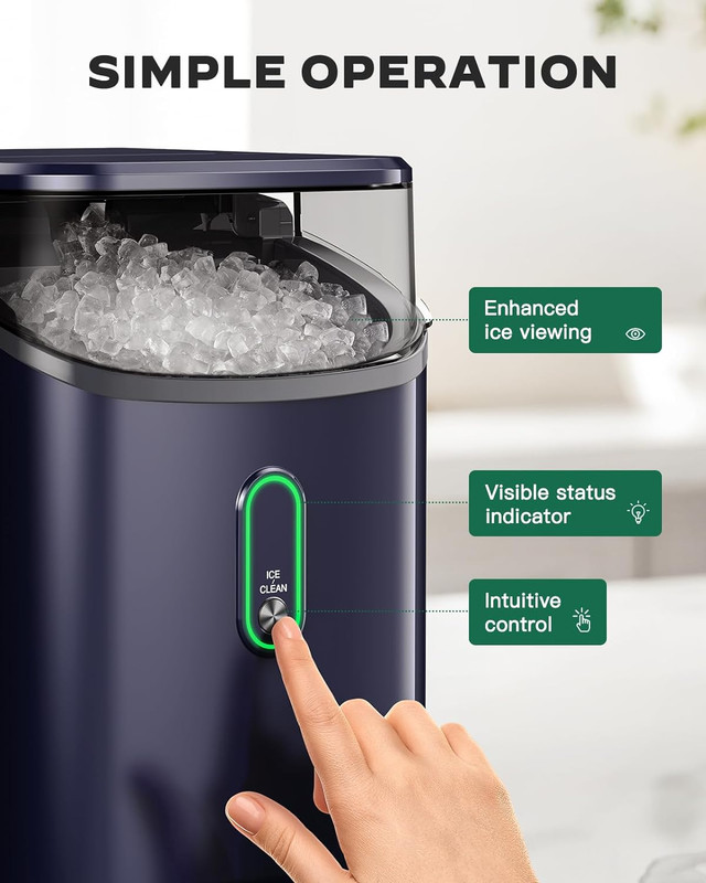 Countertop Nugget Ice Maker, Self-Cleaning, 33Lbs/24H, Blue for Home & Office gallery