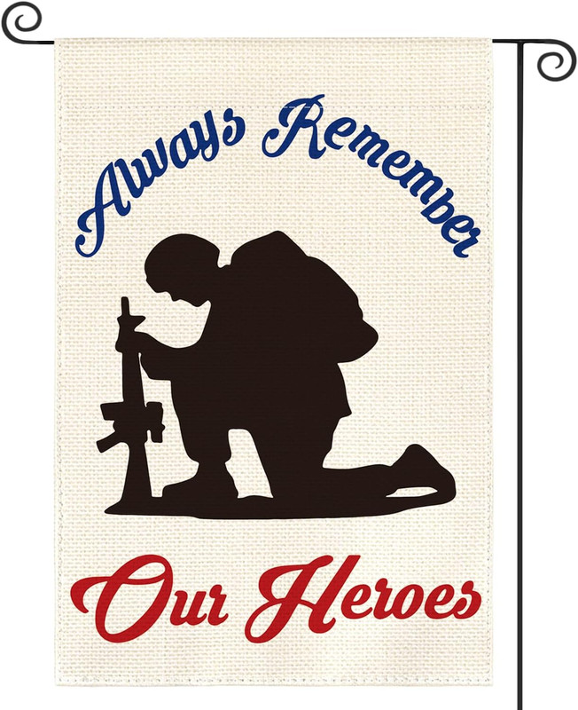 Memorial Day Always Remember Our Heroes Garden Flag 12X18 Inch Double Sided, Mil gallery