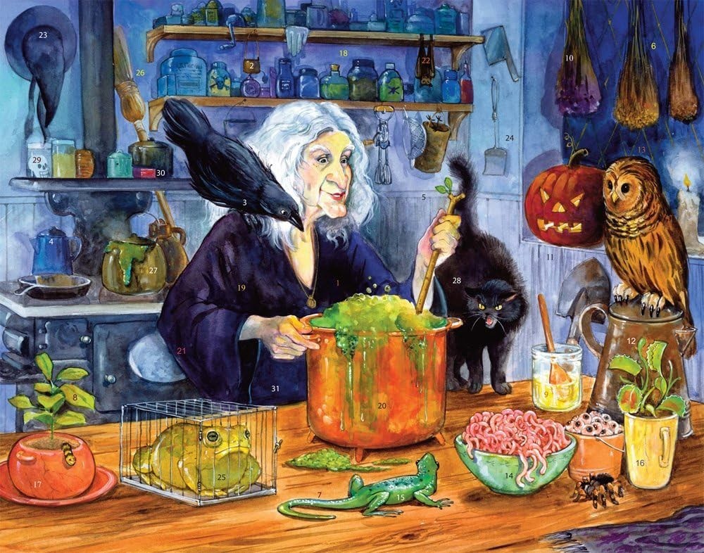 Fun 14" x 11" Halloween Countdown Calendar - Rosewood with Jokes & Riddles gallery