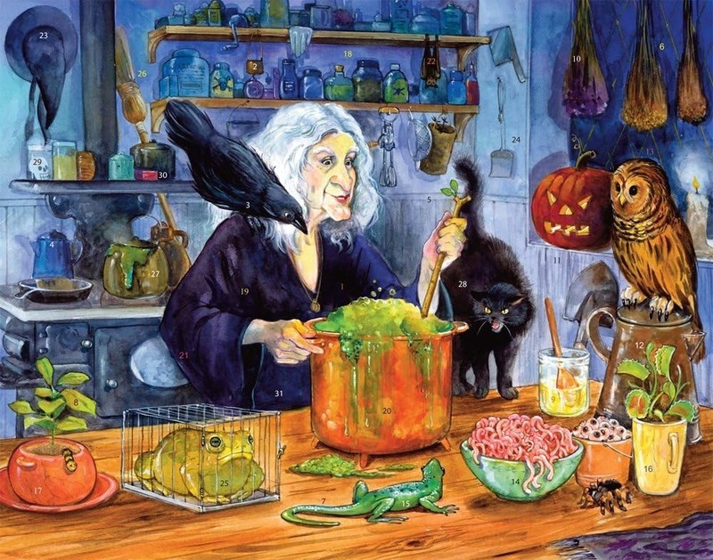 Fun 14" x 11" Halloween Countdown Calendar - Rosewood with Jokes & Riddles gallery