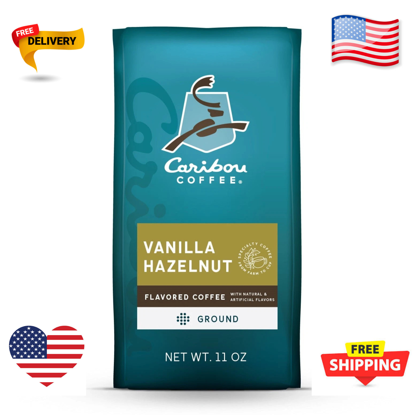 Caribou, Vanilla Hazelnut Flavored Premium Ground Coffee, Arabica, 11 oz gallery