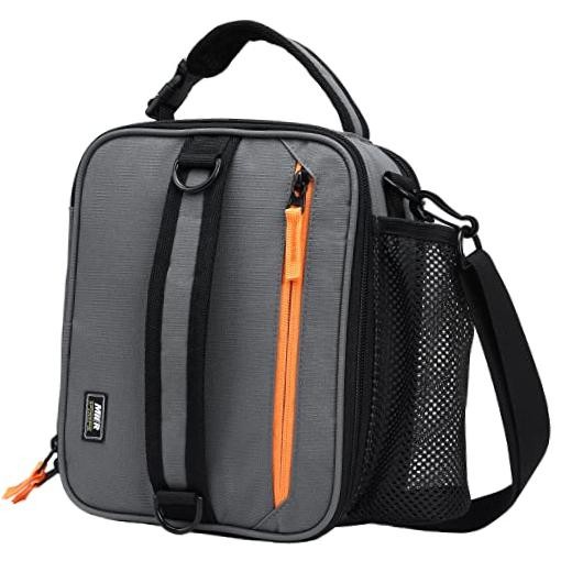 Expandable Lunch Bag Insulated Lunch Box for Men to Work Travel Grey/Orange gallery