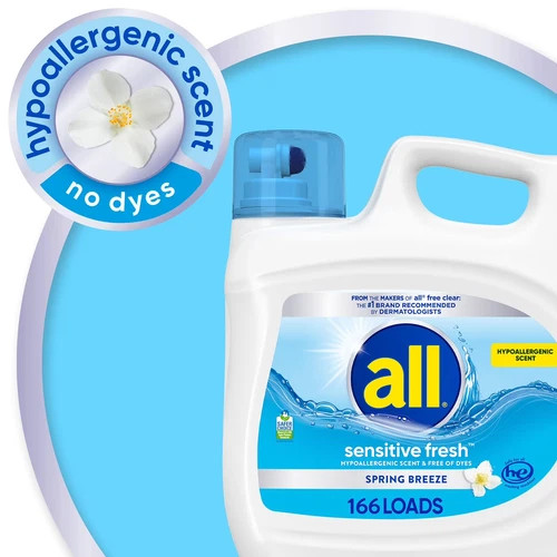 All Sensitive Fresh Liquid Laundry Detergent 208 fl oz 166 Loads Hypoallergenic gallery