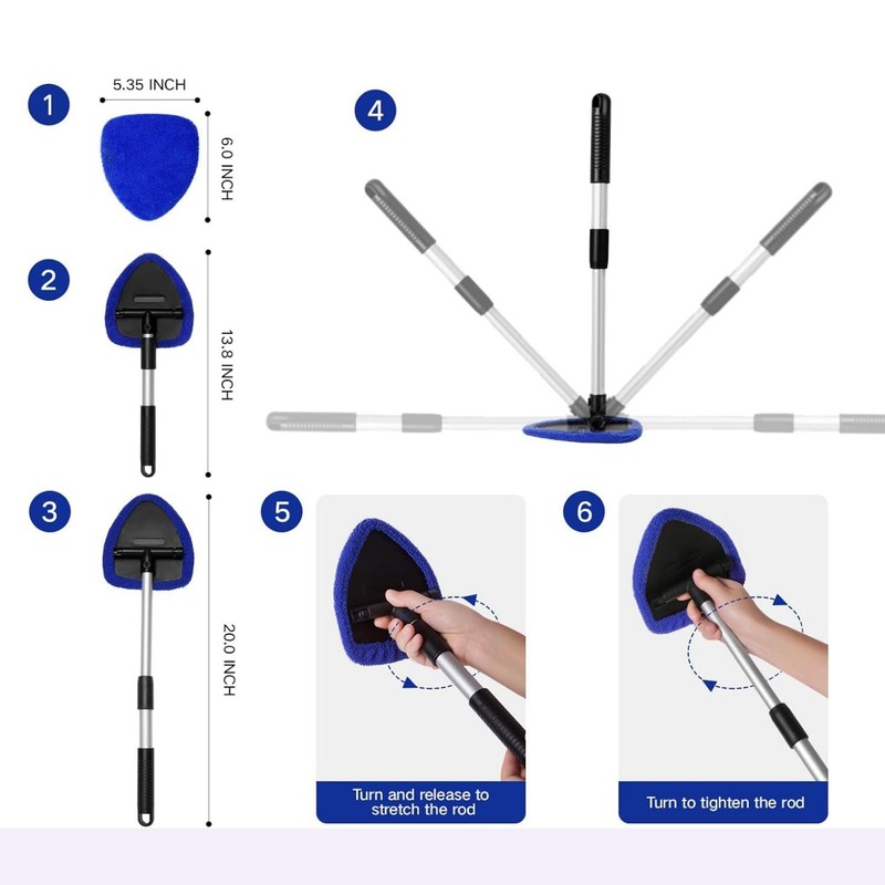 Windshield Cleaner Tool Car Interior Detailing Cleaning Kit Glass Wiper Brush US gallery