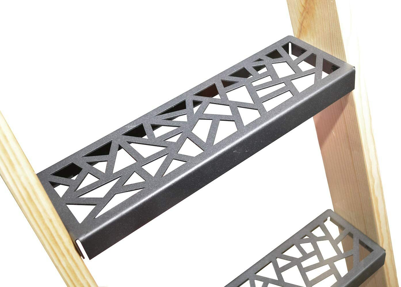 Unfinished Pine Wood Sliding Library Ladder with Metal Step Rolling Ladder gallery