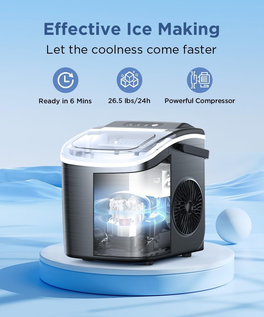 Ice Maker Countertop, Portable Ice Machine with Self-Cleaning, 26.5lbs/24Hrs, 9 gallery