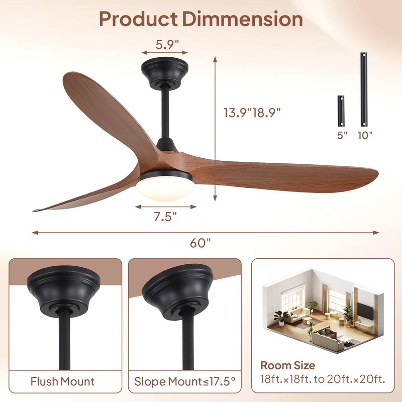 60inch Work with Smart Life Ceiling Fan with Dimmable LED Light Google Assistant gallery