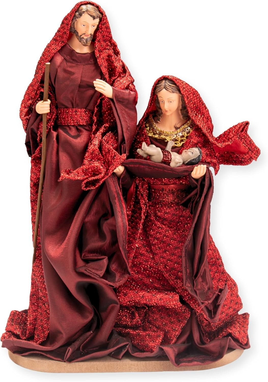 11.8" Resin Nativity Set Red Fabric Clothes Traditional Christmas Figurine gallery
