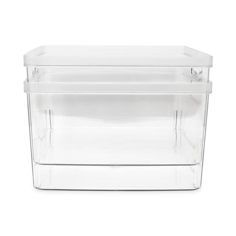 Isaac Jacobs 2 Pack Square Clear Storage Bins (10” L x 10” W x 6.1” H) w/Cutout gallery