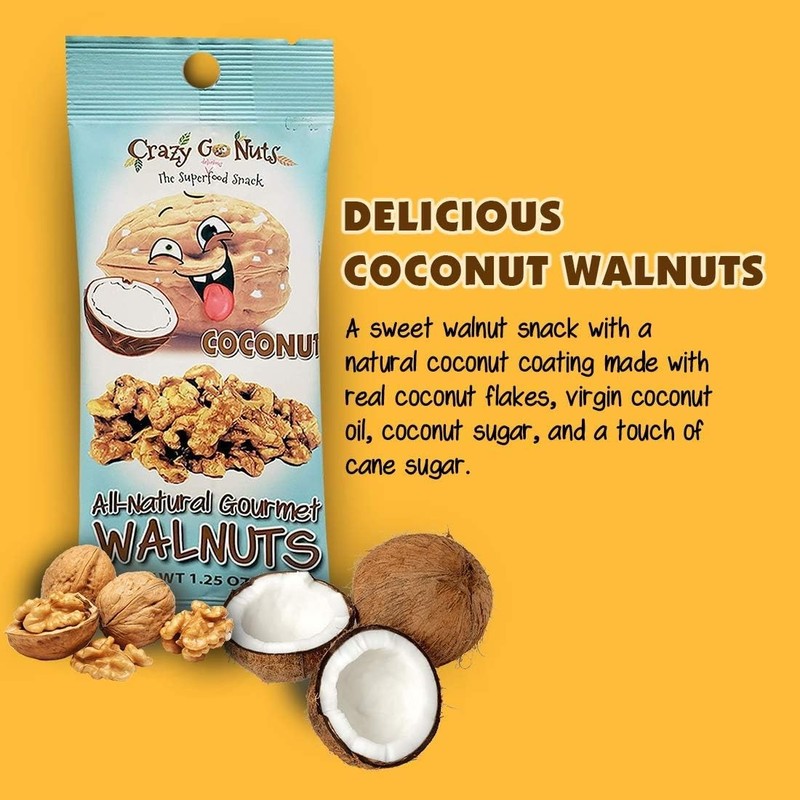 Crazy Go Nuts Walnuts - Coconut, - Healthy Snas, Vegan, Gluten Free, gallery