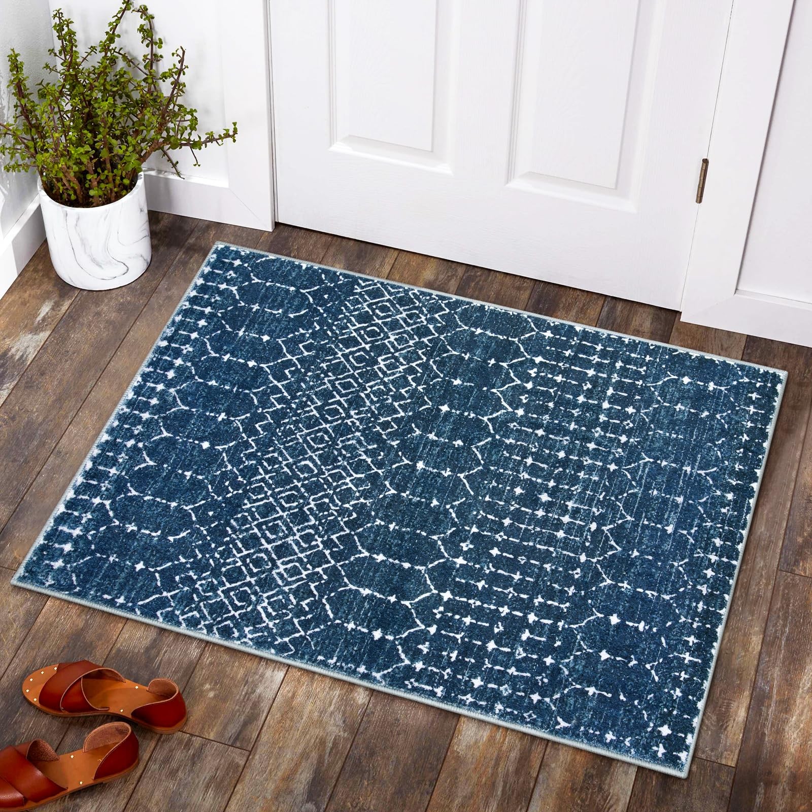 Lahome Moroccan Indoor Rugs for Entryway 2x3 Area 2' x 3' (Rectangular), Blue gallery